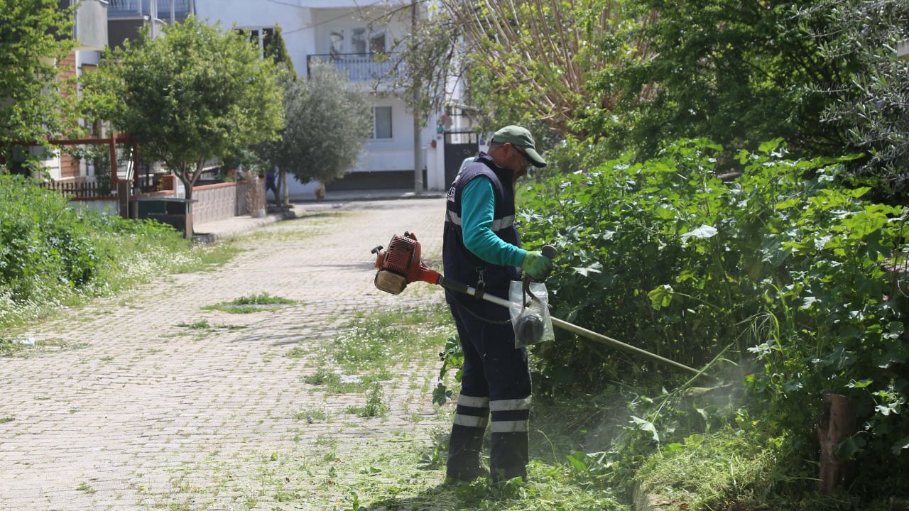 Efeler Belediyesi park ve bahçeleri temizliyor