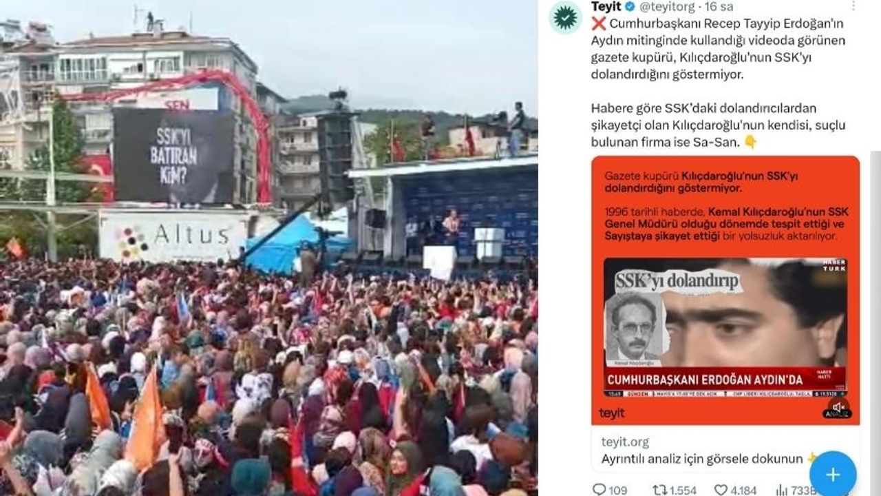 Teyit.org açıkladı: Erdoğan'ın SGK videosundaki gazete küpürleri farklı yansıtılmış