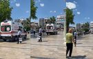 Aydın'da trafiğe takılan ambulans kent meydanından ilerledi!