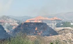 Karacasu'da bir çiftçinin 50 ton samanı kül oldu