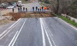 Aydın'da yağış sonrası yol çöktü!