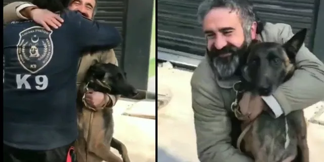 Kendisini enkazdan kurtaran köpekle buluştu