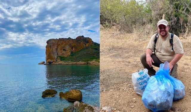 Aydınlı doğaseverler hem yürüdü hem çevreyi temizledi