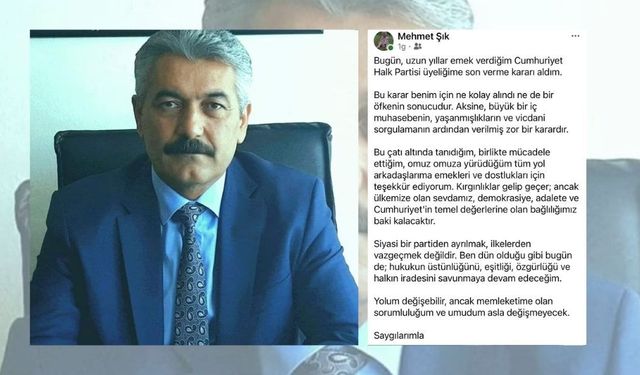 Eski CHP Efeler İlçe Başkanı Mehmet Şık partisinden istifa etti