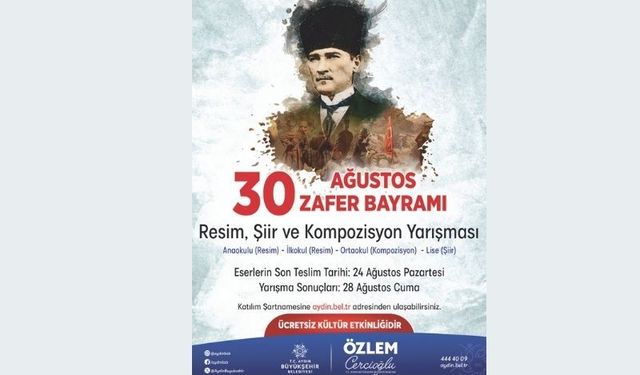 Başkan Çerçioğlu'ndan 30 Ağustos temalı ödüllü resim, şiir ve kompozisyon yarışması