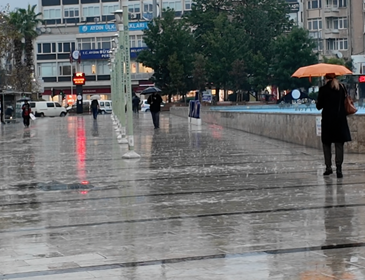 Aydın'da yağmur manzaraları