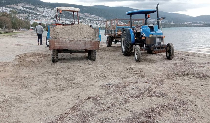 Didim’de plajdan kum çalan 4 kişiye para cezası kesildi