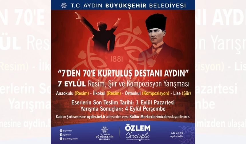 Başkan Çerçioğlu’ndan 7 Eylül temalı ödüllü resim, şiir ve kompozisyon yarışması