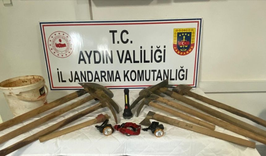 Aydın İl Jandarma Komutanlığı’ndan izinsiz kazıya suçüstü