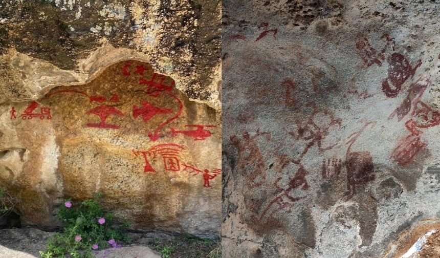 Latmos'ta 8 bin yıllık kaya resimlerine boyalı saldırı: Dalga geçip, figür çizdiler!