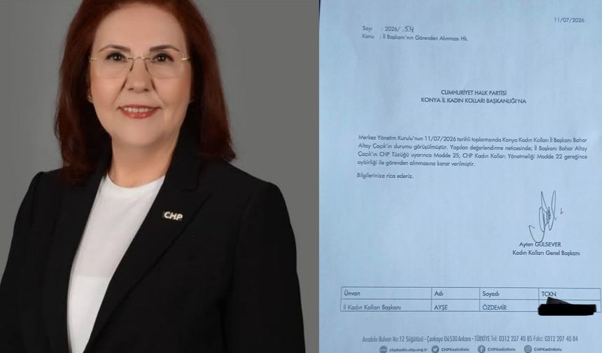 CHP'de dikkat çeken atama yazısı: Görevden alınan Ayşe Özdemir Konya’ya atandı!