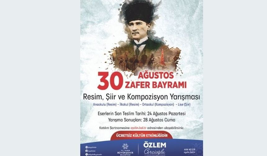 Başkan Çerçioğlu'ndan 30 Ağustos temalı ödüllü resim, şiir ve kompozisyon yarışması