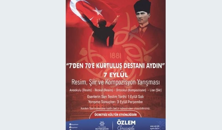 Başkan Çerçioğlu'ndan 7 Eylül temalı ödüllü resim, şiir ve kompozisyon yarışması