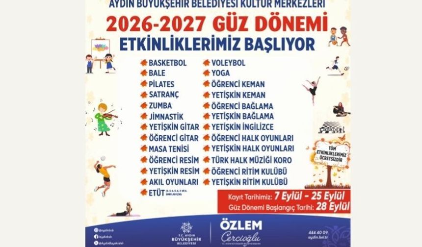 Aydın Büyükşehir Belediyesi güz dönemi etkinlikleri başlıyor